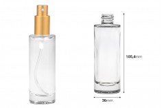 Bottiglia in vetro trasparente da 50 ml con beccuccio PP18