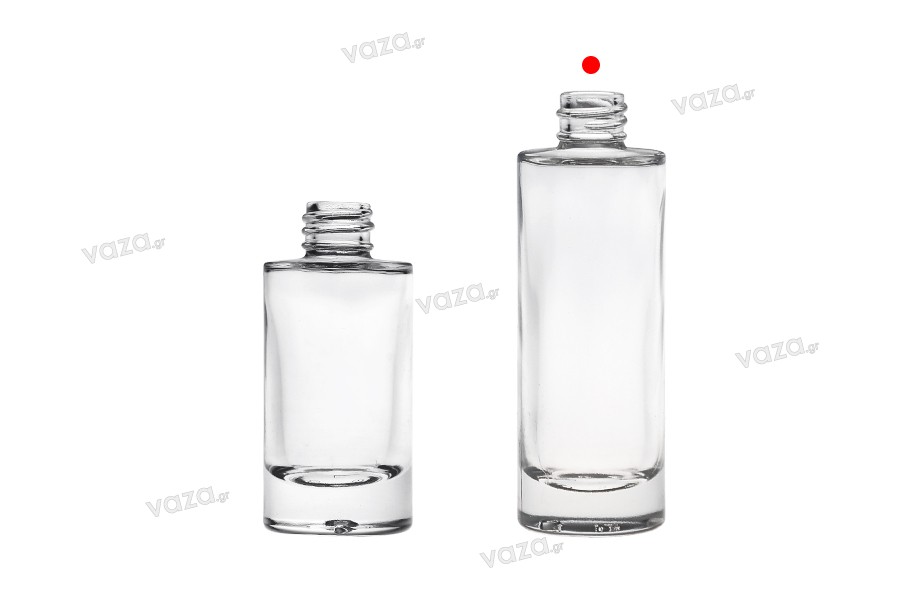 50 ml transparent glass bottle with PP18 spout