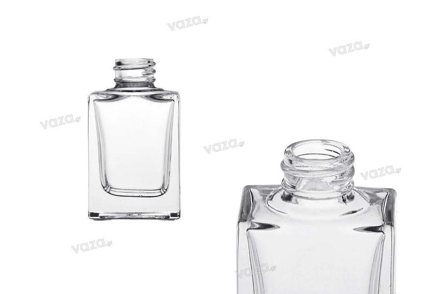 Flacon en verre 15 ml transparent de forme rectangulaire avec bec verseur  PP18