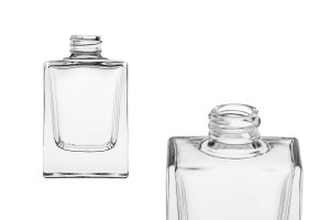 Flacon en verre 30 ml transparent de forme rectangulaire avec bec verseur 18/415