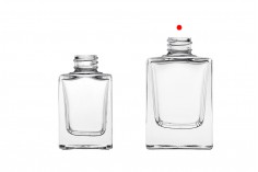Glass bottle 30 ml transparent in a rectangular shape with PP18 spout