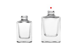 Flacon en verre 30 ml transparent de forme rectangulaire avec bec verseur 18/415-6