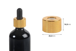 Καπάκι - δαχτυλίδι πλαστικό με χρυσή επικάλυψη αλουμινίου για σταγονόμετρα 5 έως 100 ml-εικόνα_διαστάσεις