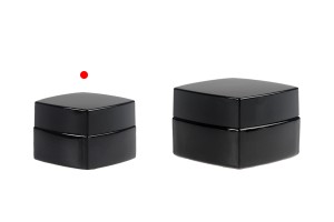 Pot en verre de luxe carré de 20 ml de couleur noire pour crème avec couvercle et joint en plastique-5