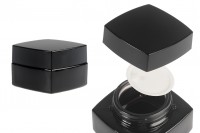 50 ml quadratisches Luxusglas in schwarzer Farbe für Creme mit Deckel und Kunststoffverschluss