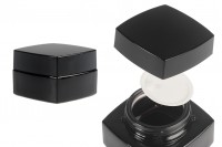 50 ml square luxury glass jar in black color for cream with lid and plastic seal