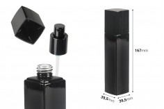 Luxury 100 ml black glass bottle with cream pump and cap