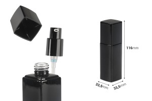 Luxuriöse 40-ml-Flasche aus schwarzem Glas mit Cremepumpe und Verschluss-εικόνα_διαστάσεις