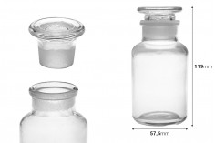 Flacon de farmacie 125 ml transparent cu capac de sticla