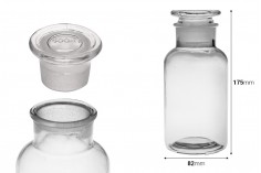 Pharmacy bottle 500 ml transparent with glass cap