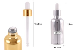 Flacon en verre 50 ml avec compte-gouttes pour produits cosmétiques-εικόνα_διαστάσεις