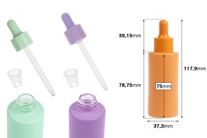 Flacon en verre de 50 ml avec compte-gouttes aux couleurs pastel MAT-εικόνα_διαστάσεις