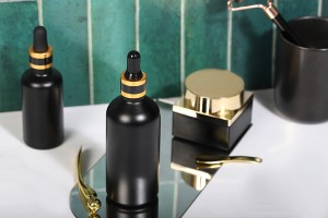 Tappo-anello in alluminio dorato con una riga nera, per contagocci da 5 a 100 ml.-3
