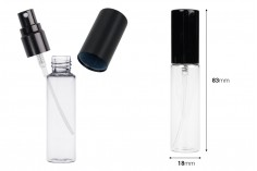 Flacon en verre 10 ml transparent avec spray et bouchon en aluminium pour parfums - 6 pcs