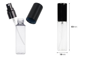 Glasflasche 10ml transparent mit Zerstäuber und Aluminiumkappe für Parfüme - 6 Stück-bildabmessungen