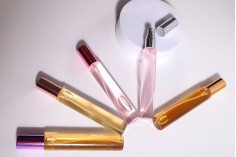 Γυάλινο μπουκαλάκι 20 ml διάφανο με σπρέι και καπάκι αλουμινίου για αρώματα - 6 τμχ