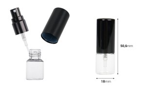 Flacon en verre 3 ml transparent avec spray et bouchon en aluminium pour parfums - 6 pcs-εικόνα_διαστάσεις