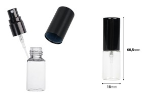 Flacon en verre 5 ml transparent avec spray et bouchon en aluminium pour parfums - 6 pcs-εικόνα_διαστάσεις