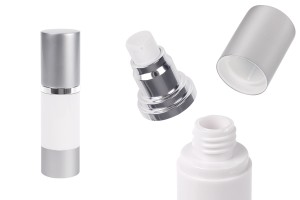 30 ml Airless-Flasche für Creme, mit weißem Körper, Verschluss und silbernem Aluminiumboden