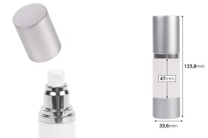 30 ml Airless-Flasche für Creme, mit weißem Körper, Verschluss und silbernem Aluminiumboden-2