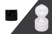PP18 plastic flip top cap in white or black