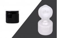 PP18 plastic flip top cap in white or black