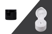 PP20 plastic flip top cap in white or black color