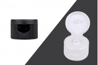PP24 plastic flip top cap in white or black
