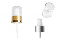 Matte silver or gold aluminum cream dispenser pump with PP24/410 finish and transparent cap - Available in a package with 12 pcs
