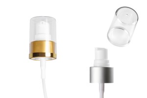 Pompe doseuse à crème en aluminium argent mat ou doré avec finition PP24/410 et bouchon transparent-εικόνα_προϊοντική