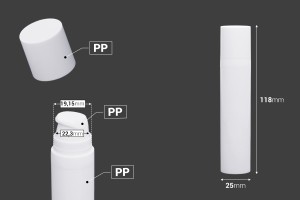 Flacon plastique airless pour crème de 20 ml en couleur blanche-εικόνα_διαστάσεις