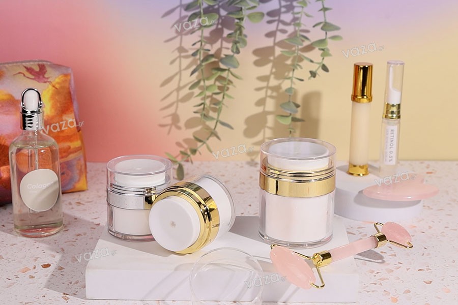 Βαζάκι airless ακρυλικό 50 ml με διάφανο καπάκι