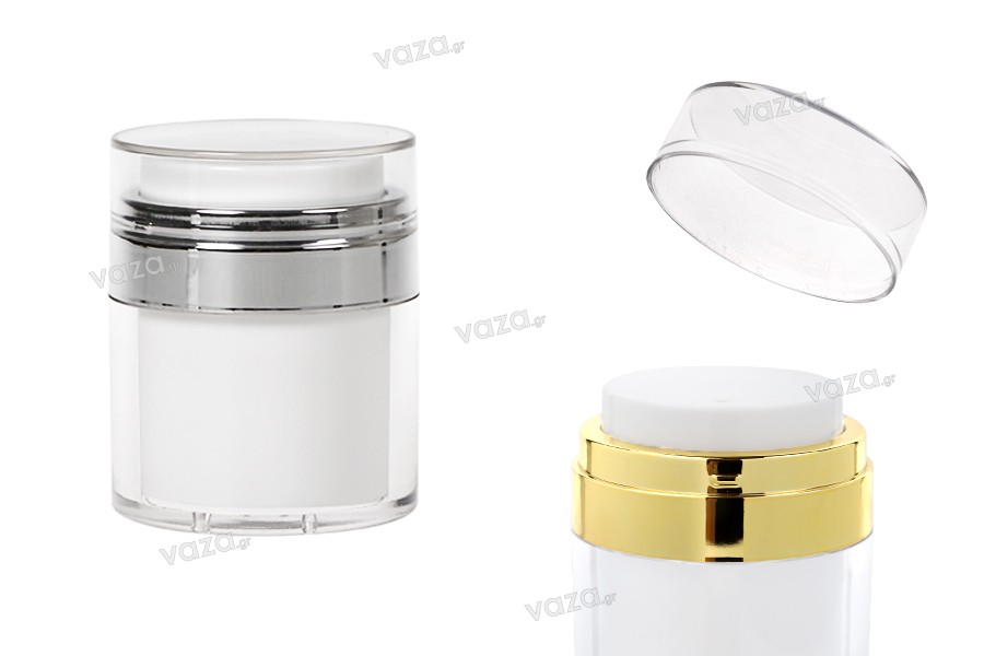 Βαζάκι airless ακρυλικό 50 ml με διάφανο καπάκι