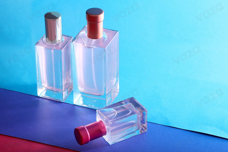 100ml quadratische Parfümflasche mit Crimp-Sicherheitsverschluss. 15mm-bildgruppe