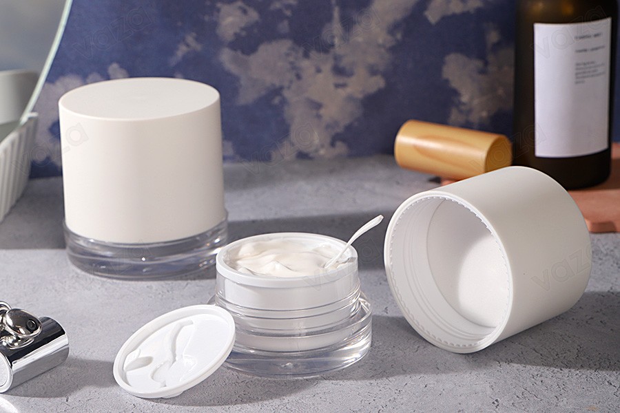 Pot en acrylique de 50 ml de couleur blanche avec couvercle en plastique, joint et spatule. Pot en acrylique de 50 ml de couleur blanche avec couvercle en plastique, joint et spatule.-εικόνα_σύνθεση