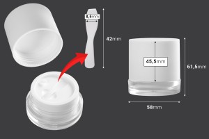 Acrylglas 30ml in weißer Farbe mit Kunststoffdeckel, Dichtung und Spatel-2