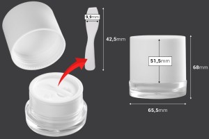 Acrylglas 50ml in weißer Farbe mit Plastikdeckel, Dichtung und Spatel-2