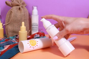 Bouteille transparente PET de 100 ml avec pompe à crème et bouchon extérieur blanc-3