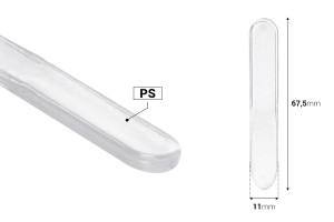 Spatola per crema plastica (PS) 67,5 mm trasparente - 50 pz-εικόνα_διαστάσεις
