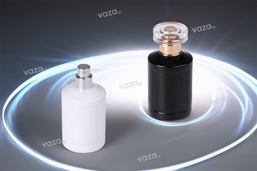 Flacon de parfum en verre 50 ml cylindrique avec fermeture de sécurité à sertir 15 mm