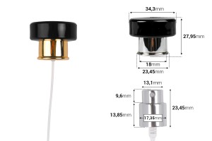 Set spray avec bouchon luxe noir pour flacons de parfum avec fermeture de sécurité à sertir 15 mm-2