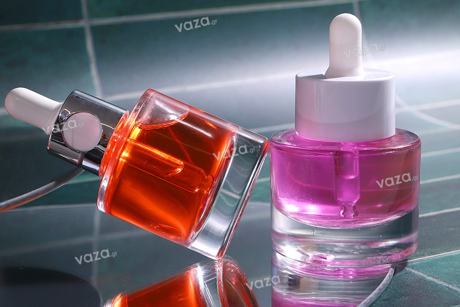 Γυάλινο μπουκαλάκι 20 ml με σταγονόμετρο και αποστραγγιστήρα
