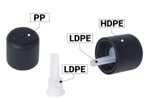 Bouchon en plastique noir PP18 avec compte-gouttes interne - CRC (inviolable)-εικόνα_σύνθεση