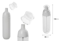 Bottiglietta PET da 100 ml con pompetta biannca e tappo trasparente. Bottiglietta PET da 100 ml con pompetta biannca e tappo trasparente.-εικόνα_διαστάσεις