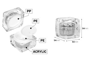 Luxusglas 30ml für Sahne, Acryl mit Innendichtung am Deckel und Kunststoff im Glas-εικόνα_διαστάσεις