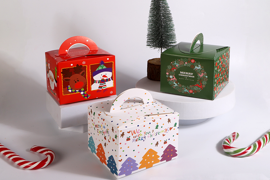 Christmas paper gift box 95x95x80mm with handle - 10 pcs Christmas paper gift box 95x95x80mm with handle - 10 pcs
