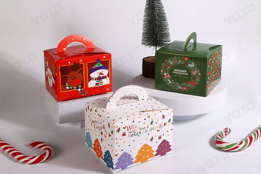 Christmas paper gift box 95x95x80mm with handle - 10 pcs Christmas paper gift box 95x95x80mm with handle - 10 pcs-bildgruppe