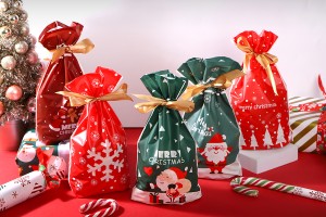 Christmas plastic bags 150x60x230 mm with ribbon - 50 pcs-3