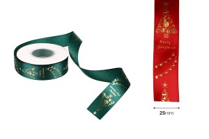 Weihnachtsband 25 mm x 22,86 m, erhältlich in Rot und Grün-bildabmessungen