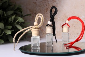 Flacon pour parfum de voiture 4 ml carré avec couvercle et bouchon en bois - 25 pcs-εικόνα_σύνθεση